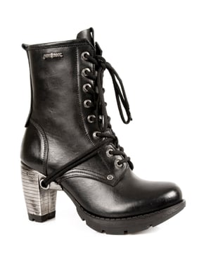 New Rock dames zwart lederen gotische traillaarzen - TR001-S1