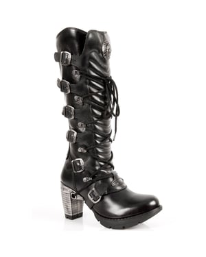 New Rock dames kniehoge laarzen met zwarte gesp en veters - TR004-S1