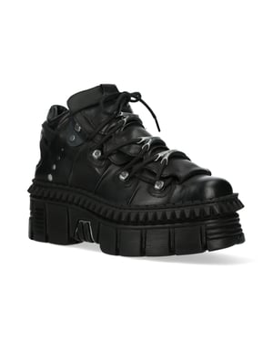 New Rock Svart läder Ankel Goth Boots-WALL106-S13