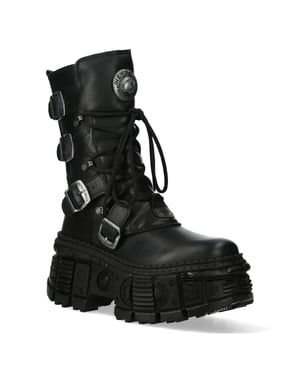 New Rock Mid-Calf Leather Goth Boots-WALL373-S5