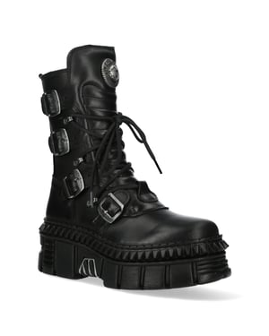 New Rock Mid-Calf Leather Platform Boots-WALL373-S6