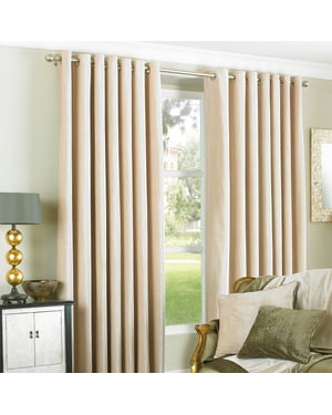 Wellesley Velvet Feel Eyelet Curtains in Natural