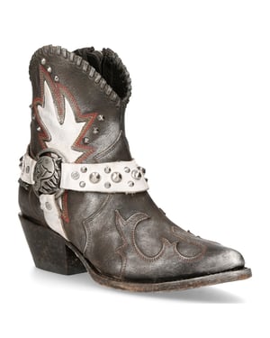 New Rock grijze lederen puntige cowboylaarzen - WSTM004-S2