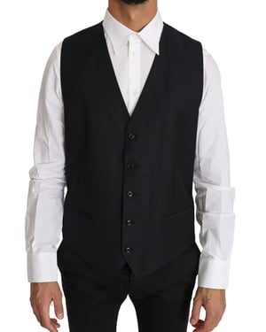 Dolce & Gabbana Grijs Wollen Zijden Waistcoat Vest voor heren