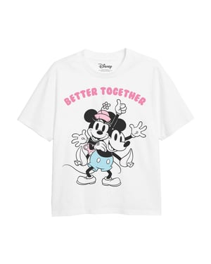 Disney Meisjes Beter Samen Mickey & Minnie Mouse T-Shirt (Wit)