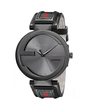 Gucci YA133206 In elkaar grijpende 42mm Rood en Groen Patroon Strap Unisex horloge