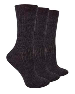 3 Pairs Ladies Original Merino Wool Socks | Steven | Breathable Thick Warm Boot Socks - Dark Grey