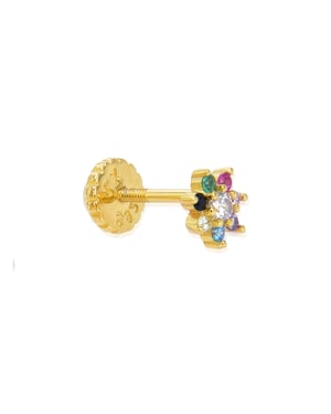 Piercing Luxenter Fanti Sterling Silver 925 och flerfärgad zirkonia med 18 karats gult guld