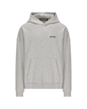 Palm Angels Embroidered Logo Grey Hoodie