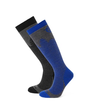 Aprica 2 Pack Mens Ski Sock Black/Royal Blue