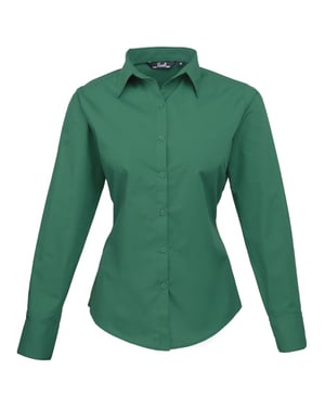 Premier Dames/dames Poplin Blouse met lange mouwen / Gewoon werk overhemd (Smaragd)