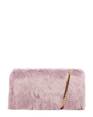 Faux Fur Clutch Bag & Chain