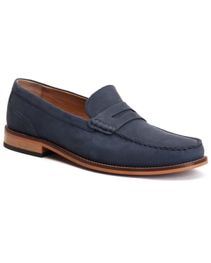 Base London Garfield Leder Heren Navy Loafers