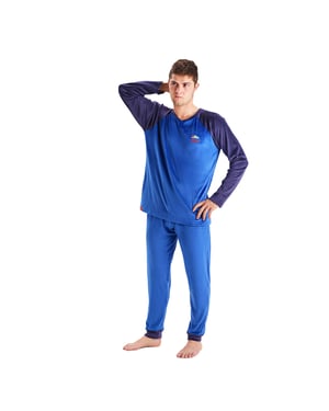 Fluwelen herenpyjama met lange mouwen en ronde hals MU3