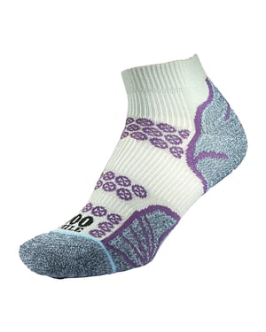 1000 Mile - Ladies Lite Anklet Double Layer Running Socks - Silver / Purple