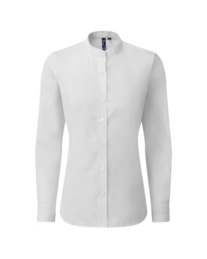 Premier Womens/Ladies Grandad Collar Formal Shirt (White)