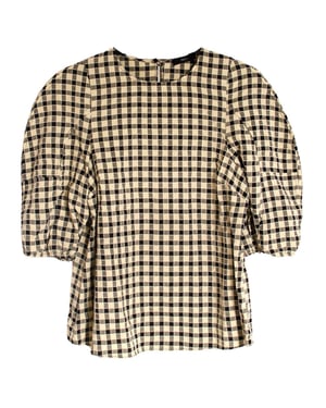 Check Puff Sleeve Top