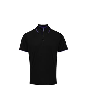 Premier Herencontrast Coolchecker Polo Shirt (Zwart/Paars)