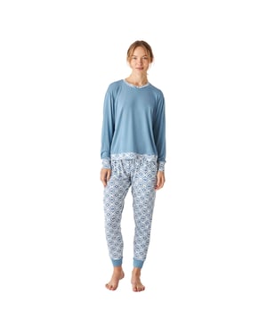 JJB1 Långärmad pyjamas i finmodal för kvinnor