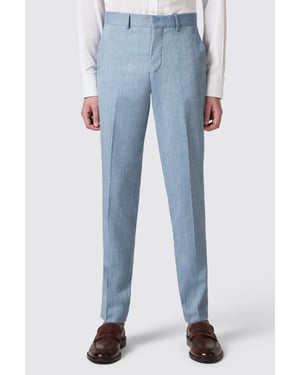 Looten Slim Fit Blue Linen Trousers