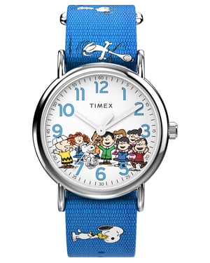 Timex Weekender X Peanuts Gang's All Here Unisex Blauwe Horloge TW2W19400