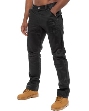 Enzo Mens Denim Jeans Straight Leg - Black Coated