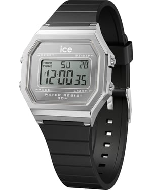 Ice Watch Ice Digit Retro - Metal Silver Mirror - Black Women's Black Watch 022735
