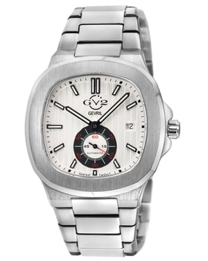 GV2 Men's Potente Swiss Automatic ETA 2895 Silver/Black Dial, 316L Stainless Steel Watch
