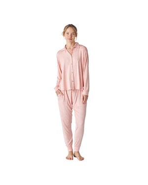 JJB6 Modal långärmad pyjamasskjorta med tryck för kvinnor
