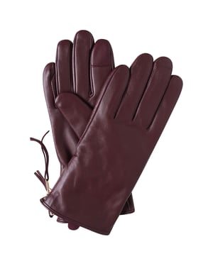 Barneys Originals Real Leather Glove in Burgundy