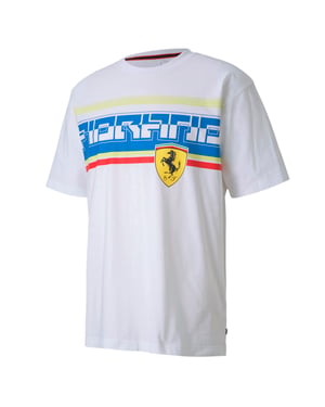 Puma Scuderia Ferrari Street Mens T-Shirt Graphic Logo Tee White 596139 05
