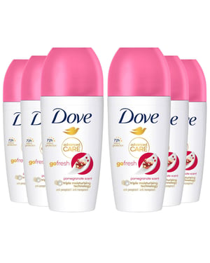 Dove Roll On Go Fresh Pomegranate 72H Lasting Women's Anti-Perspirant 50ml, 6pk