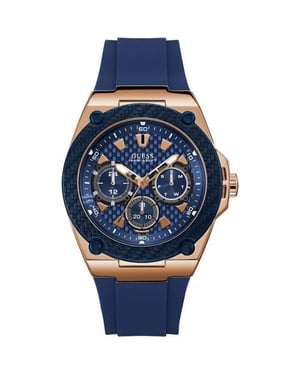 Guess W1049G2 Legacy Blauw Wijzerplaat Blauw Siliconen Herenhorloge