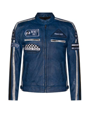 Leren race-motorfietsjack met rits