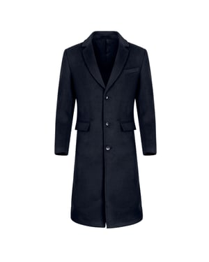 Knälång vinterullrock för män Slim Fit Turn-Down Collar Business Coats Blå