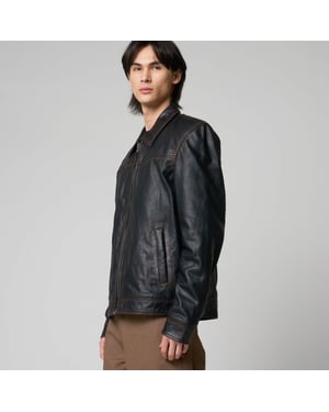Barneys Originals Washed Leather Harrington
