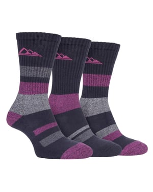3 Pairs Ladies Anti Blister Cotton Hiking Socks with Padded Sole