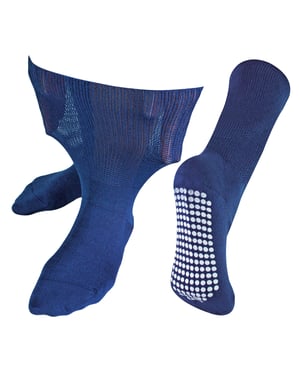 Extra Wide Oedema Socks with Non Slip Grips | Dr.Socks | Mens & Ladies | Bamboo Slipper Socks with Grippers for Swollen Legs Ankles & Feet - Navy