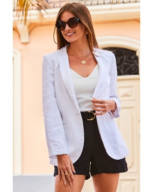 White Linen Blazer