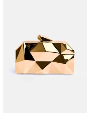 Where's That From Womens Melanie Geometric Pattern Clutch Bag In Gold