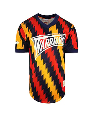Mitchell & Ness NBA Golden State Warriors Wordmark Mesh T-shirt för herrar