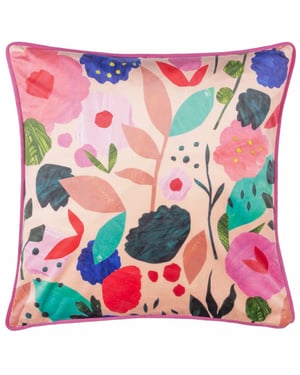 Kate Merritt Floral Collage Piped Velvet Cushion Cover