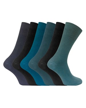 Set van 6 sokken zonder elastiek herensokken van 100% katoen - Blauw