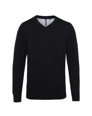 Asquith & Fox Mens Cotton Rich V-Neck Sweater (Black)