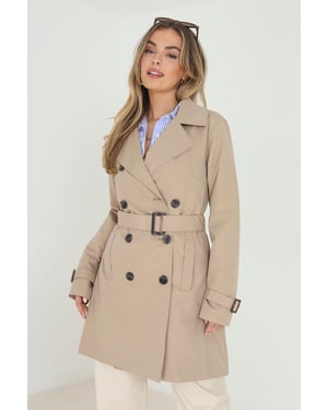 Stone 'Brandy' Double Breasted Short Trench Coat