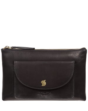'Treasure' Black Leather Clutch Bag