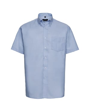 Russell Collection Mens Oxford Easy-Care Short-Sleeved Shirt (Oxford Blue)