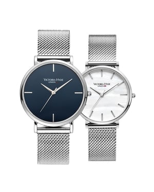 VICTORIA HYDE Couple Watches Gift Set Silver