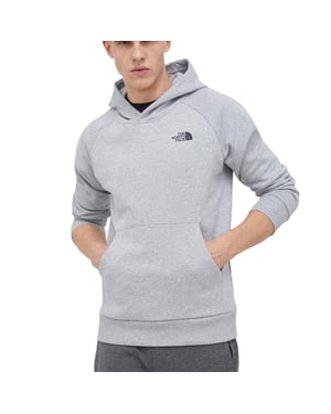 The North Face Mens Raglan Red Box Pullover Hoodie Light Grey