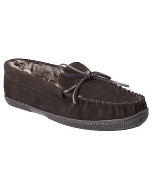 Hush Puppies Mens Ace Slip On Leather Slipper (Chocolate)